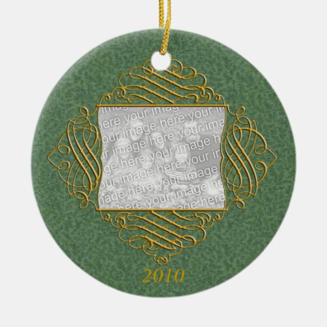 Ornamento de fotos de la familia verde (Frente)