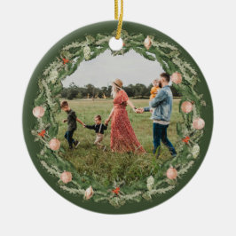 Ornamento de fotos de marco floral para Navidades