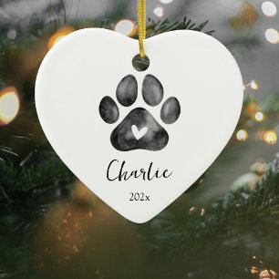 Ornamento de fotos de mascota Memorial Paw Print