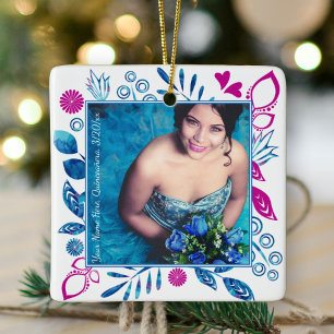 Ornamento de fotos de Navidades de Quinceanera ros