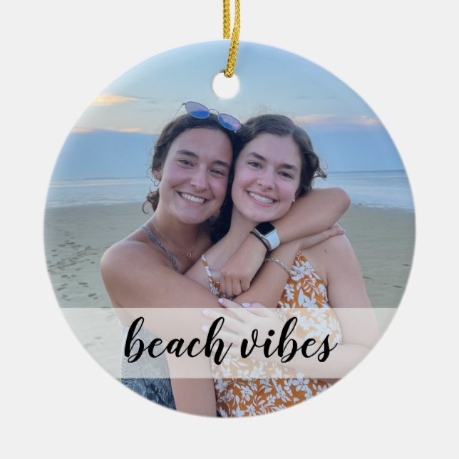 Ornamento de fotos de personalizados de Beach Vbes (Frente)