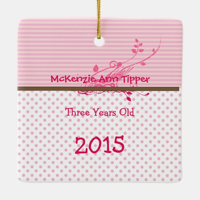 Ornamento de fotos de puntos rosados brillantes de (Reverso)