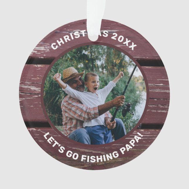 Ornamento de fotos del abuelo de la pesca ruso (Anverso)