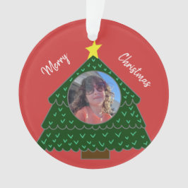 Ornamento de fotos del árbol de Navidad rojo
