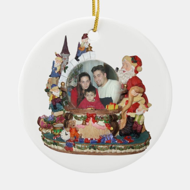 Ornamento de fotos del globo de la nieve de Santa  (Frente)