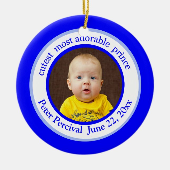 Ornamento de fotos encantadoras de Prince Cutest (Frente)