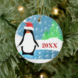 Ornamento de fotos familiares de Navidades Peguin