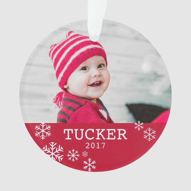 Ornamento de fotos personalizadas de copos de niev (Anverso)