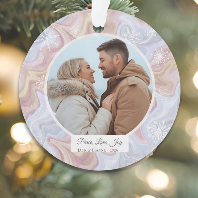 Ornamento de fotos personalizado del Boho moderno (Modern Boho Round Acrylic Keepsake Ornament)