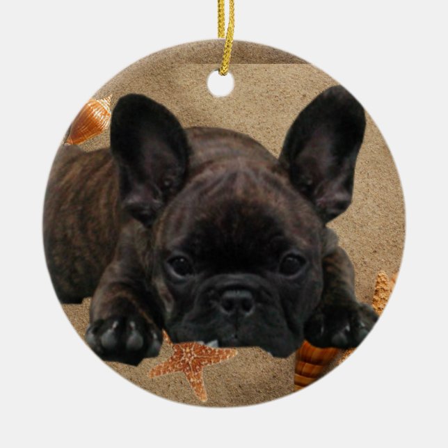 Ornamento de Französische Bulldogge Weihnachtsbaum (Frente)