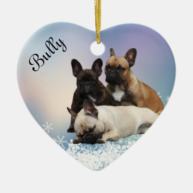 Ornamento de Französische Bulldoggen Keramik (Frente)