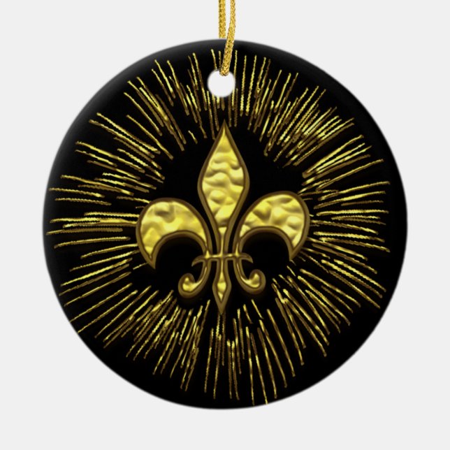 Ornamento de fuegos artificiales Black and Gold Fl (Frente)