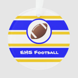 Ornamento de fútbol azul y oro personalizado
