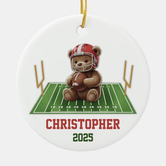 Ornamento de fútbol de osito de peluche para niños (Frente)