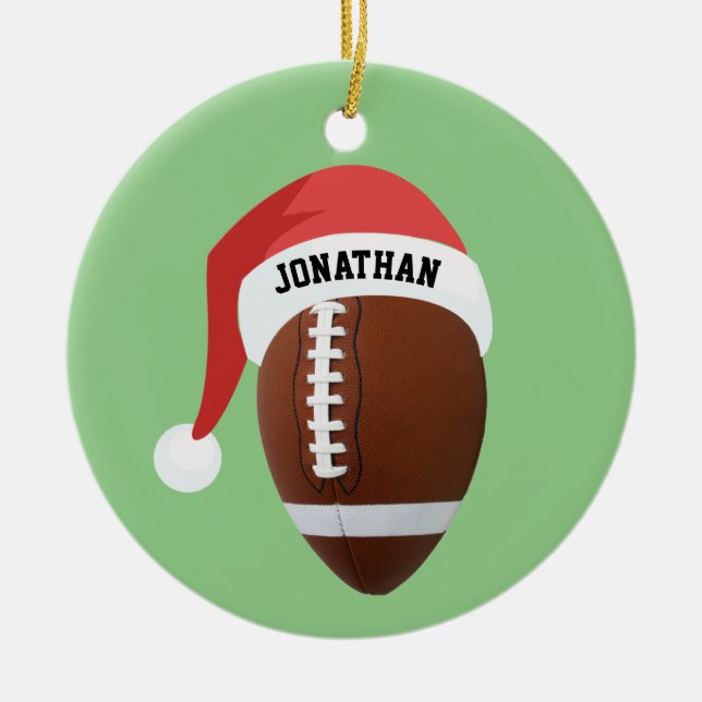Ornamento de fútbol de Santa Hat (Frente)