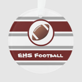 Ornamento de Fútbol Maroon y Plata Personalizado