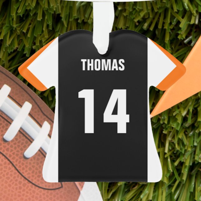 Ornamento de Fútbol Negro, Naranja y Jersey Blanco (Subido por el creador)