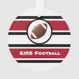 Ornamento de fútbol rojo y negro personalizado