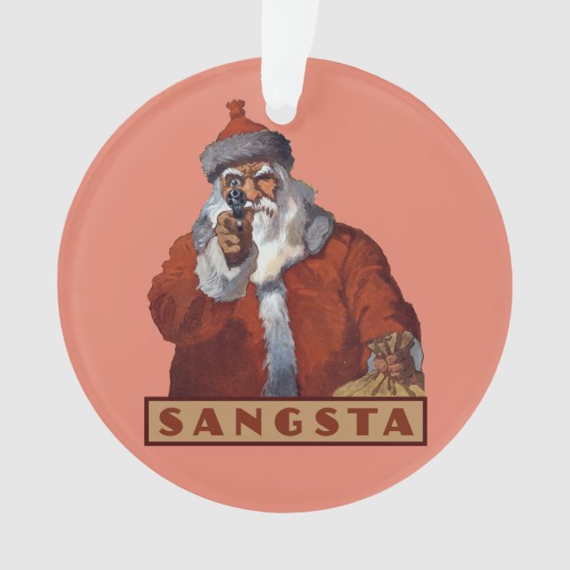 Ornamento de Gangsta Santa personalizado (Anverso)