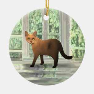 Ornamento de gato birmano marrón