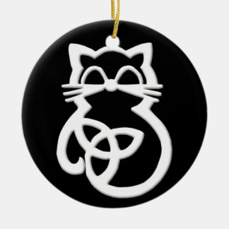 Ornamento de gato celta de trinidad blanca