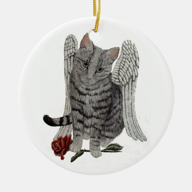 Ornamento de gato de Tabby Angel (Frente)