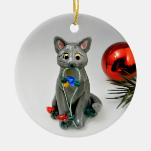 Ornamento de gato gris azul ruso