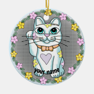 Ornamento de Gato Lucky Blanco
