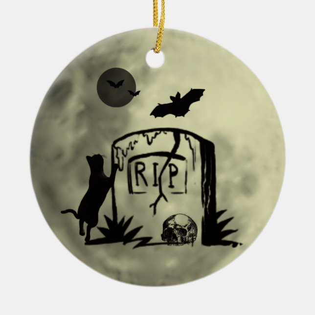 Ornamento de gato negro juguetón (Frente)