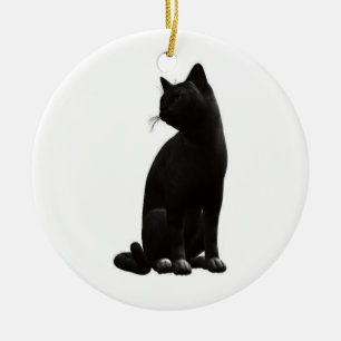 Ornamento de gato negro sentado