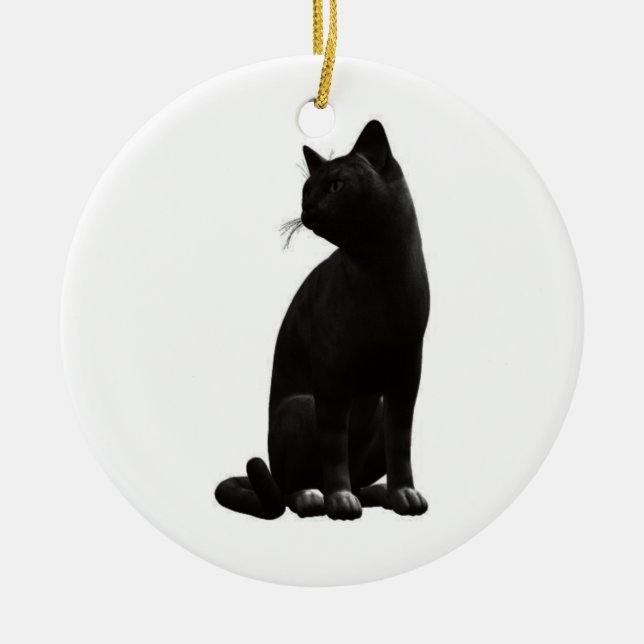 Ornamento de gato negro sentado (Frente)