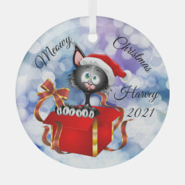 Ornamento de gato personalizado de los Navidades M