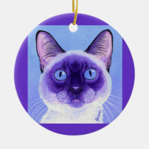 Ornamento de gato siamés - "Los ojos lo tienen"