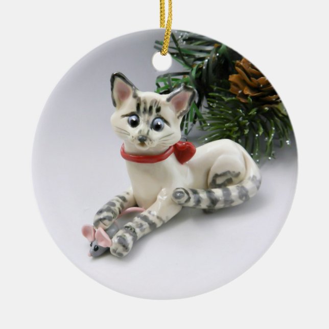 Ornamento de gatos de Linx Point de Siamese (Frente)