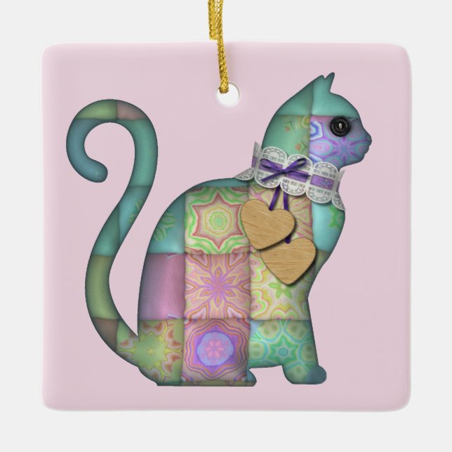 ornamento de gatos de patchwork (Anverso)