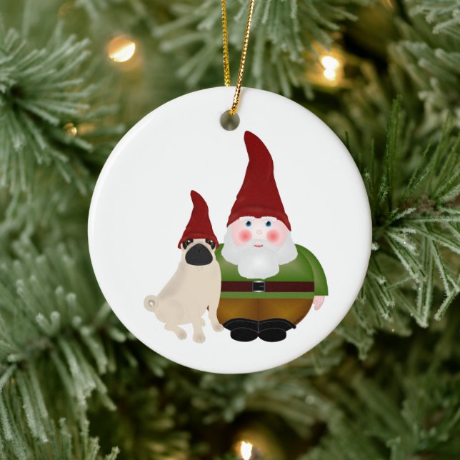 Ornamento de Gnome y Pug Gnome (Árbol)