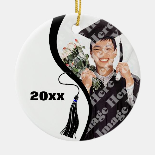 Ornamento de graduación de onda negra de Personali (Frente)