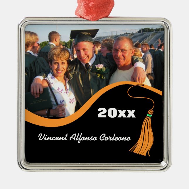 Ornamento de graduación de Personalizable Naranja  (Frente)