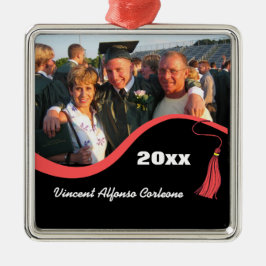 Ornamento de graduación de Personalizable rojo