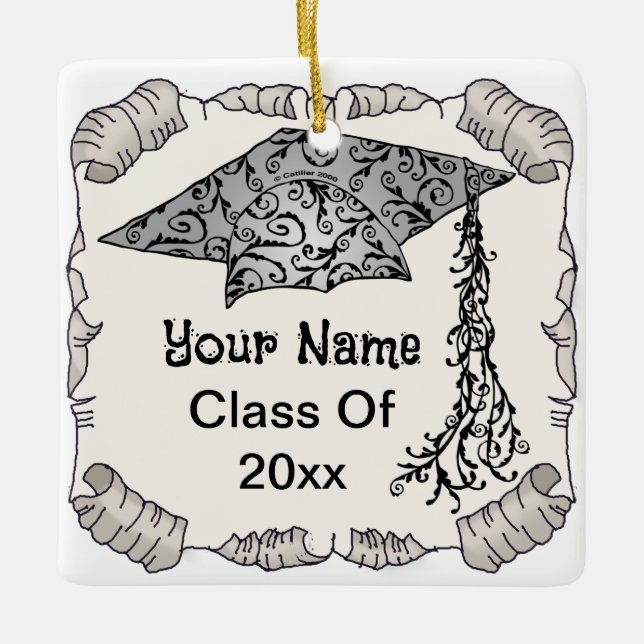 Ornamento de graduación de Swirl Grad Cap (Anverso)