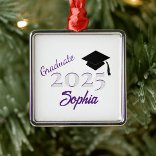 Ornamento de graduado personalizado morado