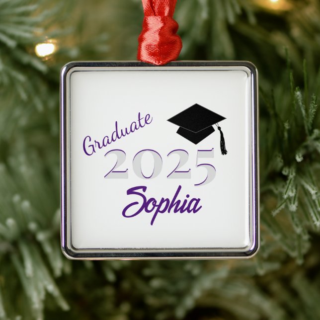 Ornamento de graduado personalizado morado (Árbol)
