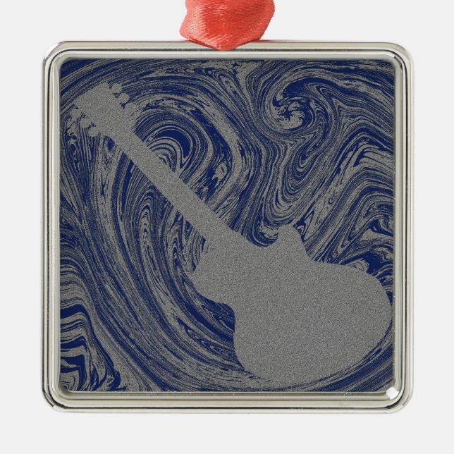 Ornamento de guitarra de Grunge, azul (Frente)