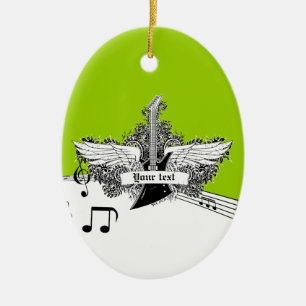 Ornamento de guitarra eléctrica y alas de cal blan