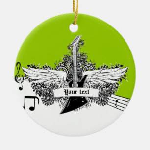Ornamento de guitarra eléctrica y alas de cal blan