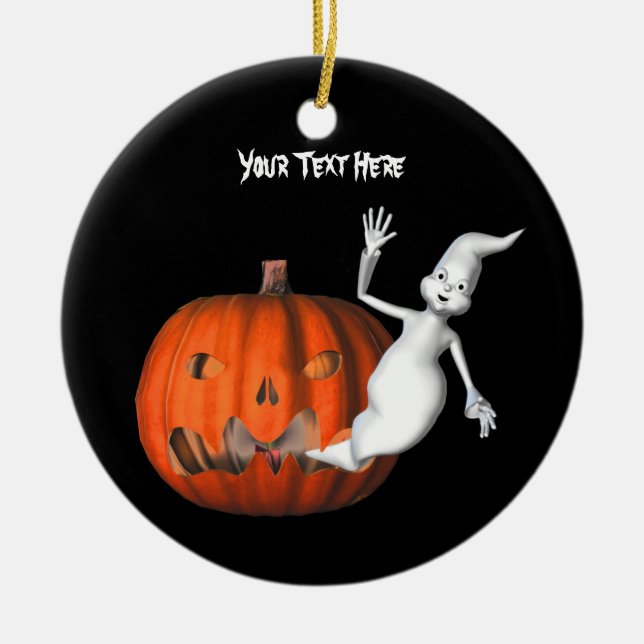 Ornamento de Halloween con calabaza fantasma (Frente)