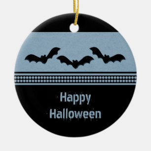 Ornamento de Halloween de Batty Gone, azul claro