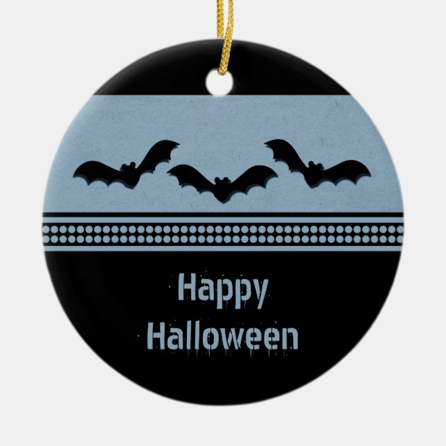 Ornamento de Halloween de Batty Gone, azul claro (Frente)