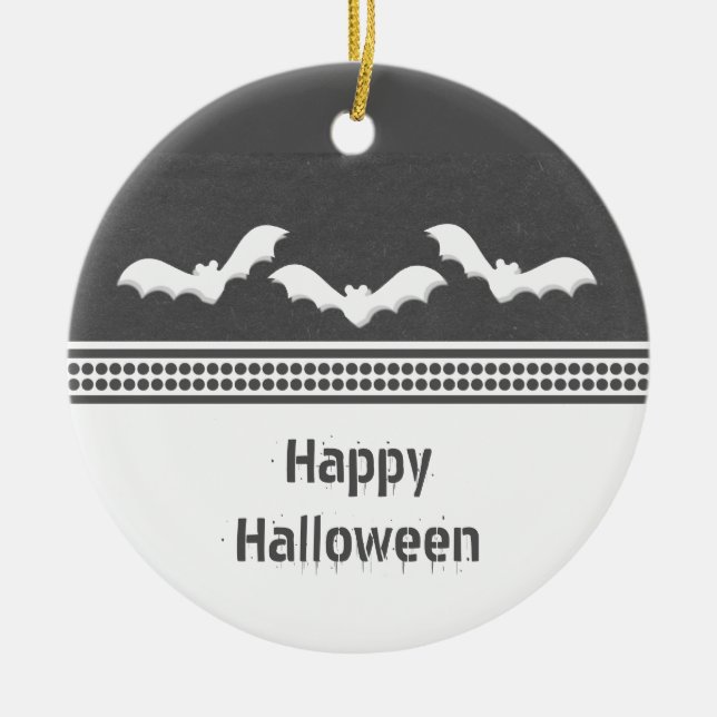 Ornamento de Halloween de Batty Gone Gray oscuro (Frente)