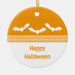 Ornamento de Halloween de Batty Gone, Naranja y bl
